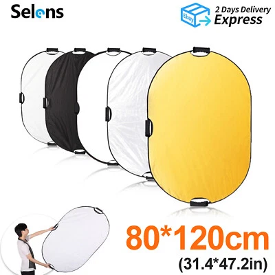 5in1 80*120cm Light Reflector Oval Panel Photography Collapsible Diffuser Handle - Image 1 of 4