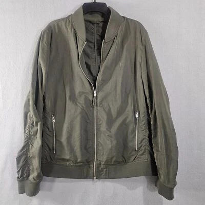 AllSaints Men's Bassett Bomber Jacket Sz Large Green Quiet Luxury - Image 1 of 4