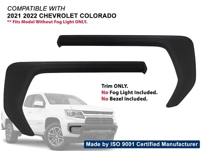 Fog Light Black Trim for 2021 2022 Chevrolet Colorado Passenger and Driver  PAIR - Image 1 of 4
