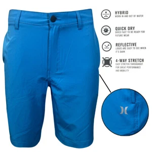 Pantalón corto Hurley Seaview azul híbrido todo el día elástico en 4 vías para caminar (S04) para hombre - Imagen 1 de 23