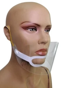 10x Transparent Gesichtsmaske Mund Visier Gesichtsschutz Plastikmaske Mundschutz - Bild 1 von 9