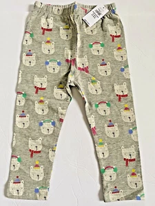 Baby Gap Light Gray Pants Leggings Polar Bears with Hats NWT - Picture 1 of 7