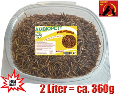 AMBIOPET Mehlwürmer getrocknet 2 L Fische Nager Vögel Reptilien auch Koifutter Igelfutter