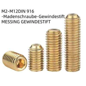 Madenschraube Gewindestift Messing M2 M3 M4 M5 M6 M8 M10 M12 2mm-40mm DIN 913 - Bild 1 von 82