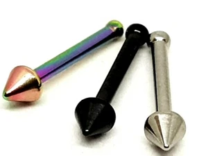 Spike Nose Stud Tiny 20 g (0,8 mm) 8 mm Post 3 colori a scelta Titanium g23 B... - Foto 1 di 12