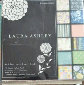 Laura Ashley 6"x 6" Designer Paper Pack "Contemporary" 150gsm 72 Sheets New - Picture 1 of 2