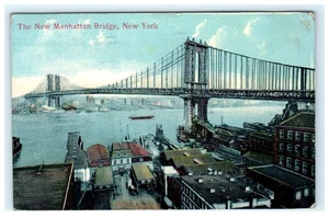 1910 Cartolina litografica del New Manhattan Bridge, New York - Danni all'angolo - Foto 1 di 2