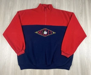 Vintage 90s Disney Mickey Mouse Color Block Embroidered Fleece 1/4 Zip Jacket XL - Picture 1 of 11