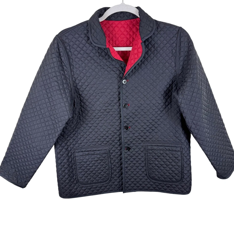Chaqueta acolchada con botones Sag Harbor 100 % nailon reversible roja negra talla XL Foto 1 de 4