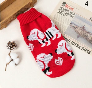 Warm Red Christmas Dog Sweater Knit Winter Pullover for Small & Medium Dogs - Picture 1 of 9