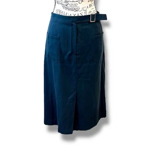 Lafayette 148 Größe 14 blau Frontschlitz knielang Taschenrock - 100 % Baumwolle - Bild 1 von 5