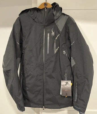 Spyder Jacket Leader Snowboard Ski Black Men Large NEW Insulated Hooded Coat - Image 1 of 4