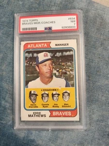  1974 Topps Baseball #634 Eddie Matthews Hall Of Famer PSA 7 NM - Picture 1 of 3