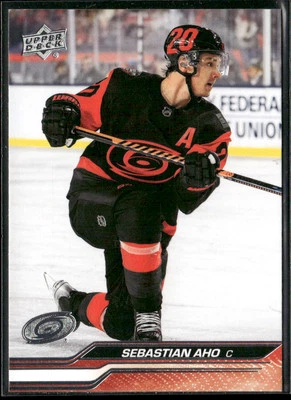2023-24 Upper Deck #30 Sebastian Aho Carolina Hurricanes Hockey Card - Image 1 of 2