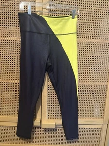 Zyia Active neon yellow and metallic black leggings 12 kids young adult - Picture 1 of 5