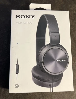 Sony MDR-ZX310AP Series Wired On Ear Headphones Voice Command Mic Black New NOS - Image 1 of 4