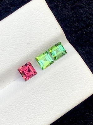 Tourmaline Faceted 1.50 ct - Green and Pink Matching Pair - Image 1 of 4