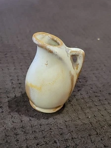 VINTAGE FRANKOMA MINI PITCHER CREAM & BROWN TRIM GLAZE FINISH 2.5" - Picture 1 of 7