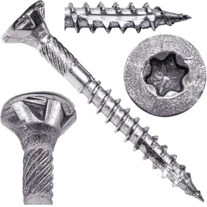 #8 x 1-1/2" Silver Star Stainless Steel Wood Screw Torx/Star Drive Head - Gra... - Picture 1 of 7