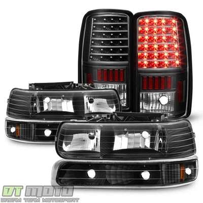 Faros negros para Chevy Suburban 1500 2500 Tahoe 2000-2006 + luces traseras LED lámparas Foto 1 de 4