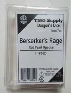 TMG Dargon's Dice Polyhedral 7 piece Set Berserker's Rage Red pearl opaque - Picture 1 of 2