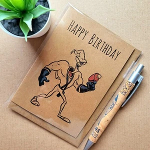 Tarjeta de cumpleaños Earthworm Jim - jugador vintage de los años 90 - Mega drive, genesis, snes - Imagen 1 de 3