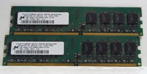 2GB Kit (2x 1GB) DDR2 Micron PC2-5300U-555 - Picture 1 of 2