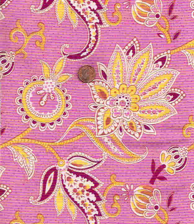Tecido Mod Girls rosa amarelo flores grandes paisley Free Spirit - Imagem 1 de 1
