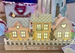 Easter LED Lighted Putz Village Home House w/ Timer NIB - Picture 1 of 7