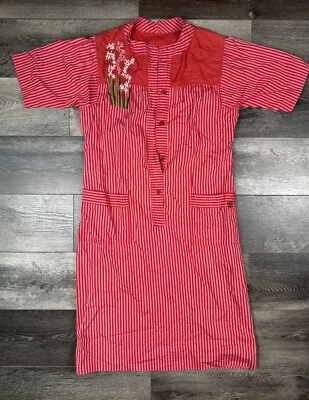 VTG 60s Red Striped Mod Dress Made in Italy Size 8 Lydia De Roma - Image 1 of 4
