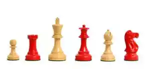 The Grandmaster II Series Chess Pieces - 4.0" King - Red and Natural Lacquered - Picture 1 of 12