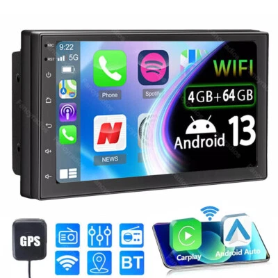 7" Android 13 Car Stereo 2 DIN Carplay GPS NAVI Radio 4+64G Bluetooth USB WIFI - Image 1 of 4