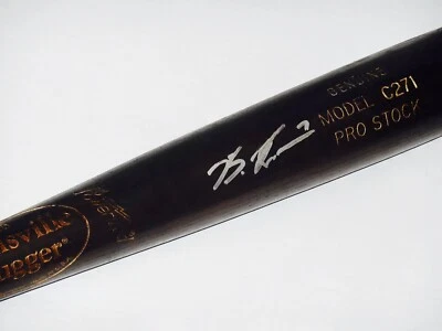 BATE AUTOGRAFIADO BEN REVERE (GEMELOS Y FILLIES) - ¡Murciélago usado de entrenamiento de primavera! Foto 1 de 2