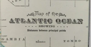 Vintage 1904 Atlantik Ozean Karte 22"x14" alt antik original BERMUDA KAP VERDE - Bild 1 von 17