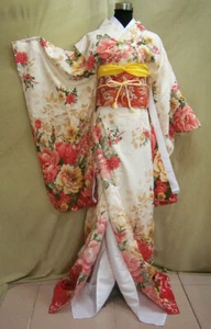 Japanese Furisode Kimonos Women Floral Yukata Long Traditional Cosplay Costumes - Picture 1 of 4