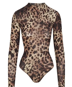NEW DOLCE & GABBANA X SKIMS MilkySheer Mock Neck Thong Bodysuit Leopard Size S - Picture 1 of 5
