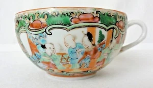 "Antigua taza de té medallón rosa porcelana china 3 5/16" - Imagen 1 de 12