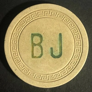 Vintage BJ Blackjack G/F 25c Trade Gaming Poker Chip Token (Poss. MO or NV) - Picture 1 of 3