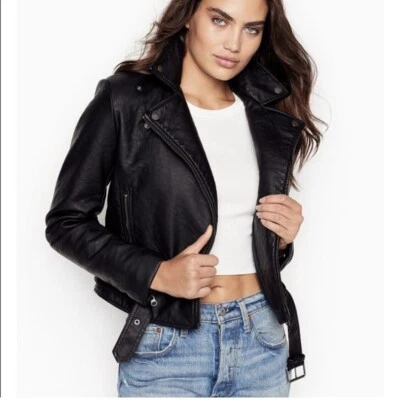 Chaqueta Victoria's Secret Moto Imitación Cuero Guijarro Moto Moto Talla Pequeña ✅ Foto 1 de 4