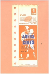 San Francisco 49ers @ Baltimore Colts 9-25-1966 ticket Topps Johnny Unitas NFL F - Picture 1 of 2