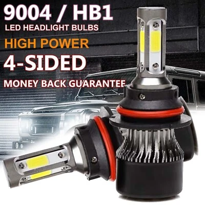 New 9004 HB1 LED Headlight 4-Sided Bulbs High&Low Beam 2000W 240000LM 6500K 2Pcs - Image 1 of 4