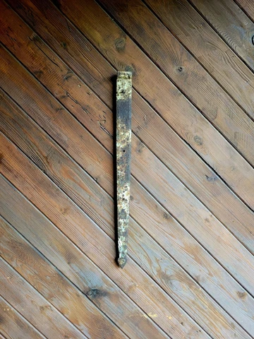 19c Antique Hand Wrought Forged Iron Barn Door Strap Hinges 31" Cover