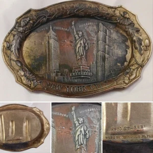 BANDEJA DE RECUERDO DE COLECCIÓN CIUDAD DE LAS MARAVILLAS DE NUEVA YORK OCUPADA JAPÓN 4 3/4" METAL - Imagen 1 de 13