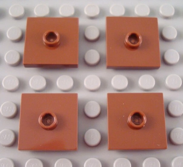 New LEGO Lot of 4 Reddish Brown 2x2 Tiles with Top Stud - Image 1 of 1