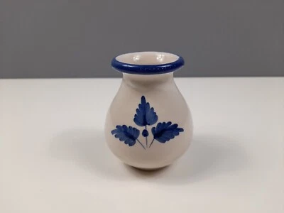 Hand Made Blue and White Ceramic Vase - Possibly Spanish - 9 cm Tall - GC - Image 1 of 4