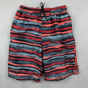 Nike Hombres Bañador Mediano Rojo Gris Rayas Pantalones Cortos Naranja Malla Forrados Bolsillos - Imagen 1 de 11