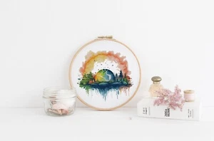 Watercolor World Rainbow Counted Cross Stitch Pattern - Picture 1 of 1