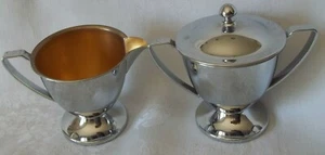 VINTAGE Silver Tone CREAM, SUGAR AND SERVER   - Picture 1 of 6
