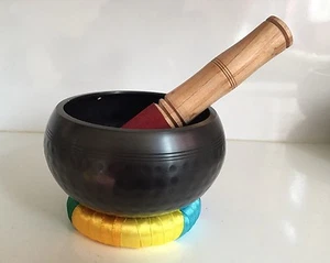 Grande Mano Forjado Cantando Cuenco Cojín Anillo 7 Metal 12.7CM Meditación / - Imagen 1 de 3