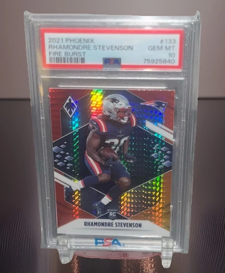 RHAMONDRE STEVENSON-2021 Panini Phoenix Fire Burst-PSA 10 Gem Mint-Patriots RC - Image 1 of 3